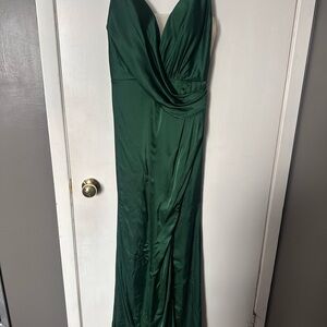Emerald Green Satin Prom Dress